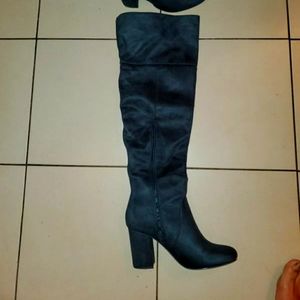 Suede Navy Blue over the knee boots